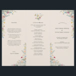 Simple Wildflower Fern Beige Wedding Program Flyer<br><div class="desc">This Simple Wildflower Fern Beige Wedding Program Flyer design is an elegant arrangement of classic gold geometric frames embellished with delicate boho floral greenery bouquets and stems. Featuring a palette of timeless ivory beige backgrounds with simple classic black typography and whimsical colourful wildflowers, creating a lovely and polished romantic feel....</div>