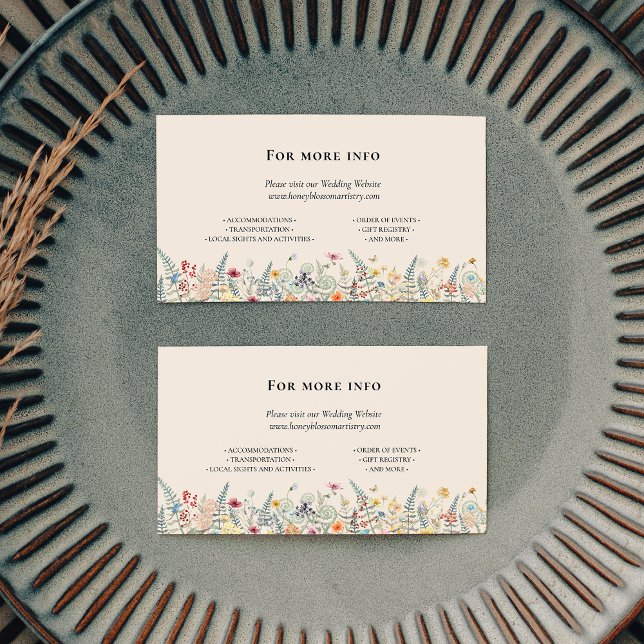 Simple Wildflower Fern Beige Wedding Website Enclosure Card (Creator Uploaded)