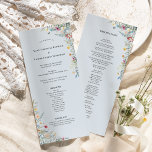Simple Wildflower Fern Dusty Blue Wedding Flat Programme<br><div class="desc">This simple wildflower fern dusty blue wedding flat program design is an elegant arrangement of classic gold geometric frames embellished with delicate boho floral greenery bouquets and stems. Featuring a palette of timeless light dusty blue backgrounds with simple classic black typography and whimsical colourful wildflowers, creating a lovely and polished...</div>