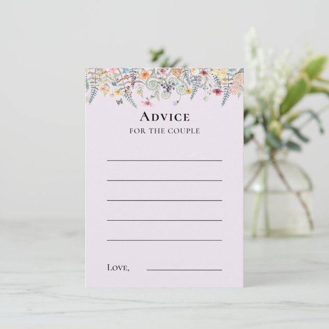 Simple Wildflower Fern Lavender Advice Card (Standing Front)