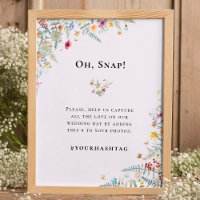 Simple Wildflower Fern Lavender Wedding Hashtag