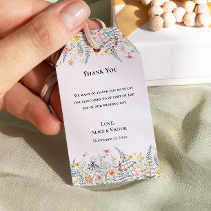 Simple Wildflower Fern Lavender Wedding Thank You Gift Tags
