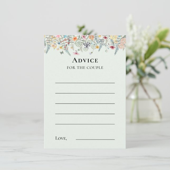 Simple Wildflower Fern Mint Green Advice Card (Standing Front)