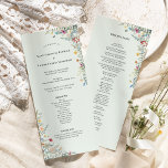 Simple Wildflower Fern Mint Green Wedding Flat Programme<br><div class="desc">This simple wildflower fern mint green wedding flat program design is an elegant arrangement of classic gold geometric frames embellished with delicate boho floral greenery bouquets and stems. Featuring a palette of timeless light green mint backgrounds with simple classic black typography and whimsical colourful wildflowers, creating a lovely and polished...</div>