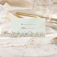 Simple Wildflower Fern Mint Green Wedding Folded