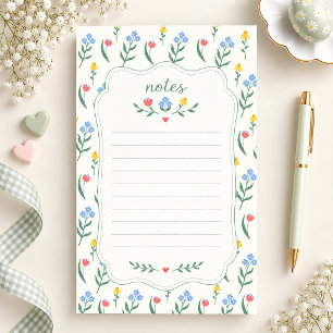 Simple Wildflower Floral Lined Stationery Paper No
