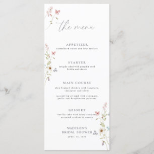 Simple Wildflower Love in Bloom Bridal Shower Menu