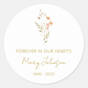 Simple Wildflower Memorial Classic Round Sticker