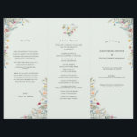 Simple Wildflower Mint Green Wedding Program Flyer<br><div class="desc">This Wildflower Mint Green Wedding Program Flyer design is an elegant arrangement of classic gold geometric frames embellished with delicate boho floral greenery bouquets and stems. Featuring a palette of timeless light green mint backgrounds with simple classic black typography and whimsical colourful wildflowers, creating a lovely and polished romantic feel....</div>