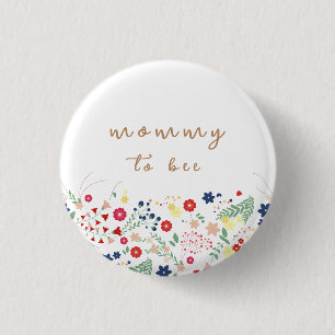 Simple Wildflower Mummy To Bee Baby Shower  3 Cm Round Badge