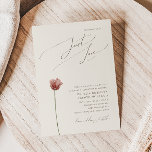 Simple Wildflower Nothing Fancy Just Love Wedding  Invitation<br><div class="desc">This simple wildflower nothing fancy just love wedding invitation is perfect for your whimsical boho wedding. The singular bright, enchanted pink floral gives this product an artsy and delicate feel that is a simple modern design. This look will go well with any wedding season: spring, summer, fall, or winter! Please...</div>