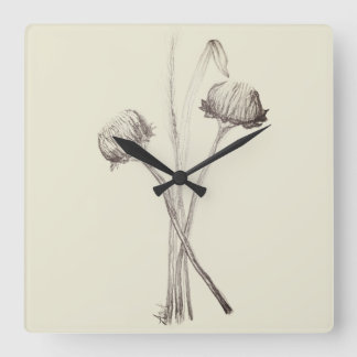 Simple Wildflower of the Field Bouquet Square Wall Clock