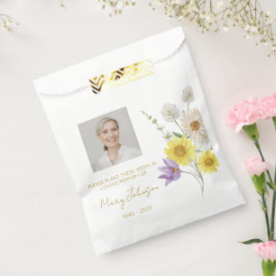 Simple Wildflower Photo Funeral Seed Favour Bags