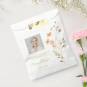 Simple Wildflower Photo Funeral Seed Favour Bags