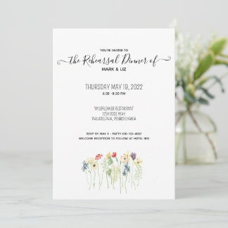 Simple Wildflower Rehearsal Dinner Invitation
