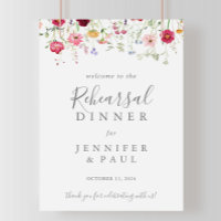 Simple Wildflower Rehearsal Dinner Welcome
