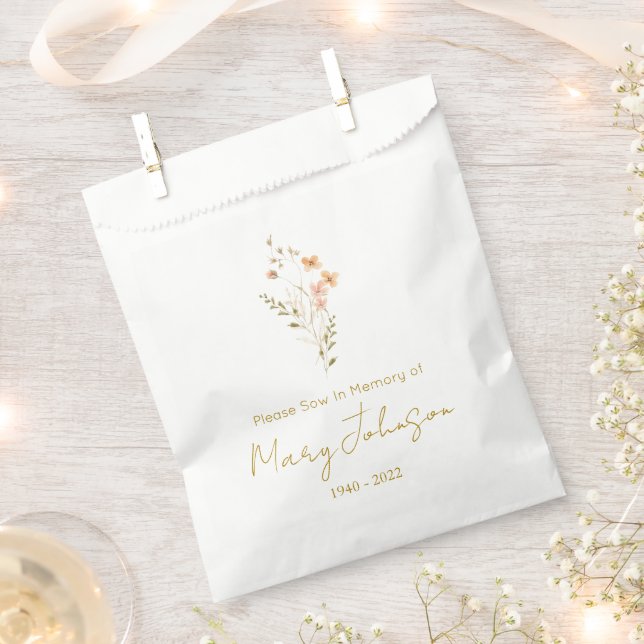 Simple Wildflower Seed packet Funeral  Favour Bags (Clipped)