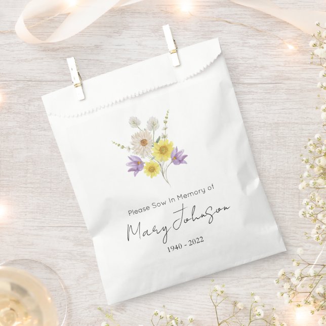 Simple Wildflower Seed packet Funeral  Favour Bags (Clipped)