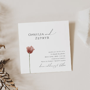 Simple Wildflower   Square Wedding Invitation
