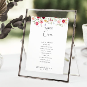 Simple Wildflower Table Number 1 Seating Chart