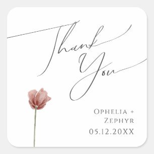 Simple Wildflower   Thank You Wedding Favour Square Sticker