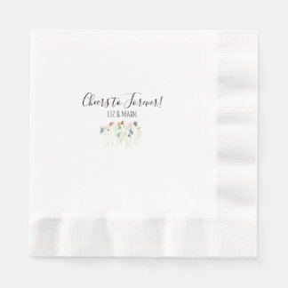 Simple Wildflower Wedding Cocktail Napkins