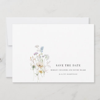 Simple Wildflower Wedding Floral Save the Date 