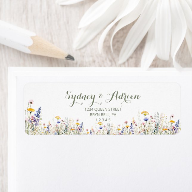 Simple Wildflower Wedding Invite Return Address (Insitu)