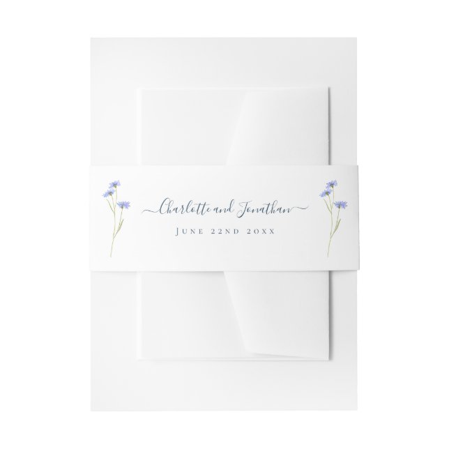 Simple Wildflower Wedding Personalised  Invitation Belly Band (Front Example)