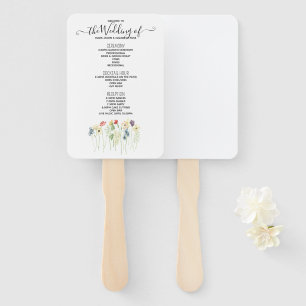 Simple Wildflower Wedding Program Hand Fan