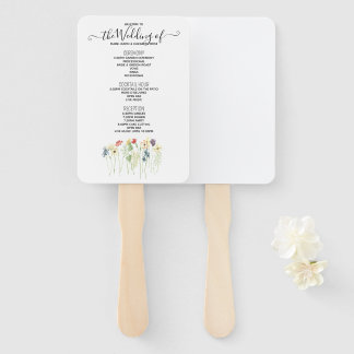 Simple Wildflower Wedding Program Hand Fan