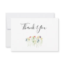Simple Wildflower Wedding Thank You Card