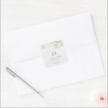 Simple Wildflower Wedding Thank you Favour Square Sticker<br><div class="desc">Elegant wildflower wedding favour thank you stickers - customised with your initials and your wedding date.</div>