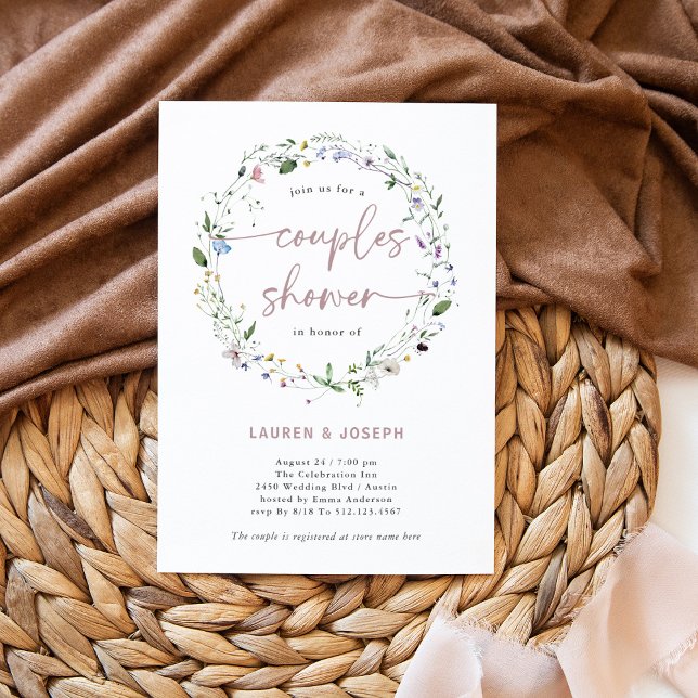 Simple Wildflower Wreath | Couples Shower Invitation (Creator Uploaded)