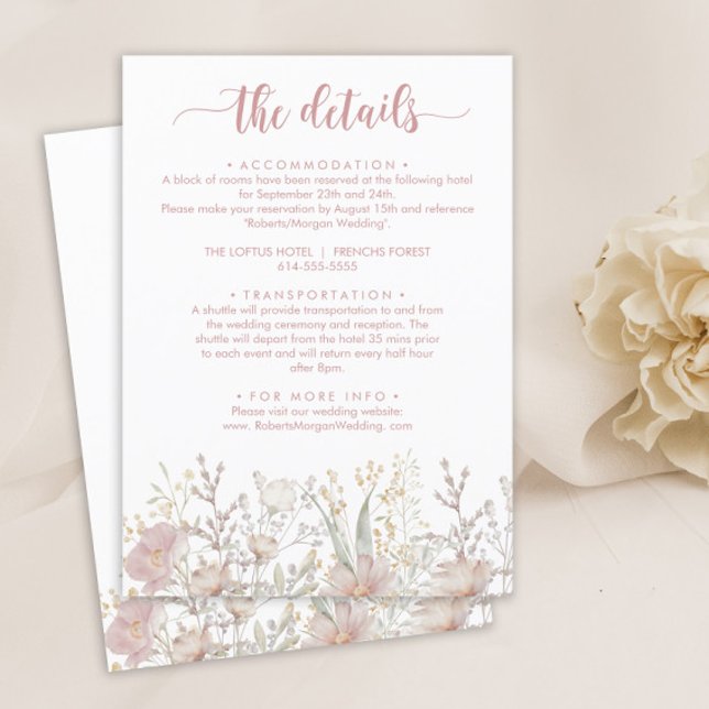 Simple Wildflowers Boho Wedding Details Enclosure Card (Creator Uploaded)