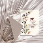 Simple Wildflowers Botanical Garden 21st Birthday Invitation<br><div class="desc">Celebrate the beginning of a new chapter amidst the beauty of nature with our "Wildflowers Botanical Garden 21st Birthday Invitation." This invitation isn't just a card; it's a serene invitation to a celebration of life and natural elegance, designed to set the tone for a birthday party that's as charming as...</div>