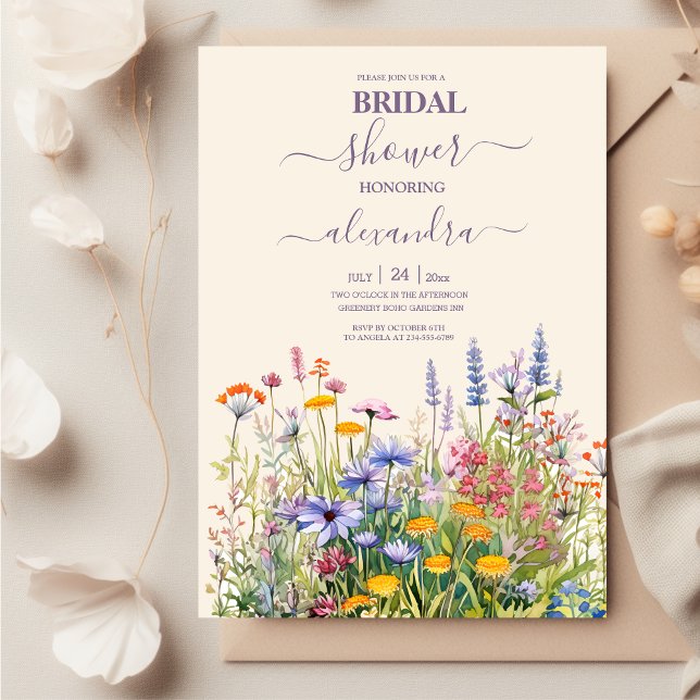 Simple Wildflowers Botanical Garden Bridal Shower Invitation (Creator Uploaded)