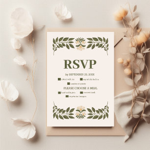 Simple Wildflowers Botanical Garden Wedding RSVP Card