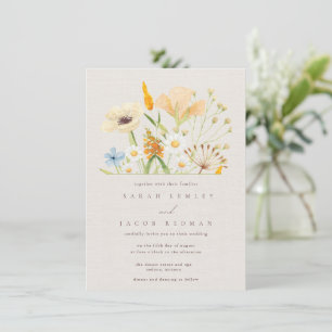 Simple Wildflowers Botanical Wedding Invitation