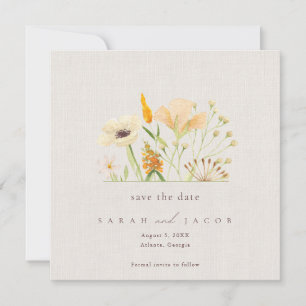 Simple Wildflowers Botanical Wedding Save The Date