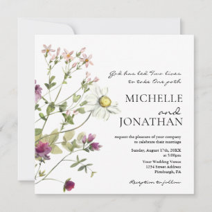 Simple Wildflowers Floral Garden Christian Wedding Invitation