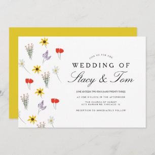 Simple Wildflowers Hand Drawn Wedding  Invitation