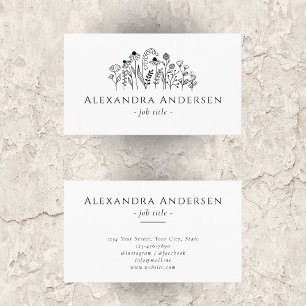 Simple Wildflowers Minimalist Floral Business Card