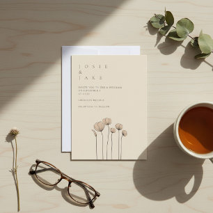 Simple wildflowers modern wedding invitation