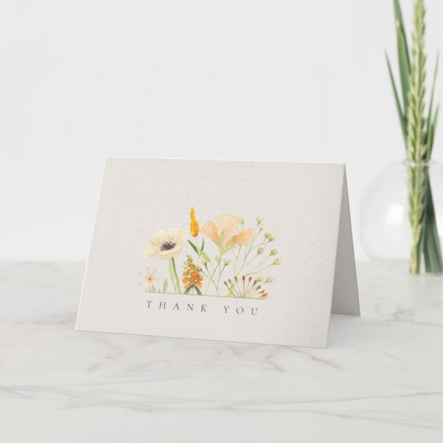 Simple Wildflowers Wedding Thank You card (Front)