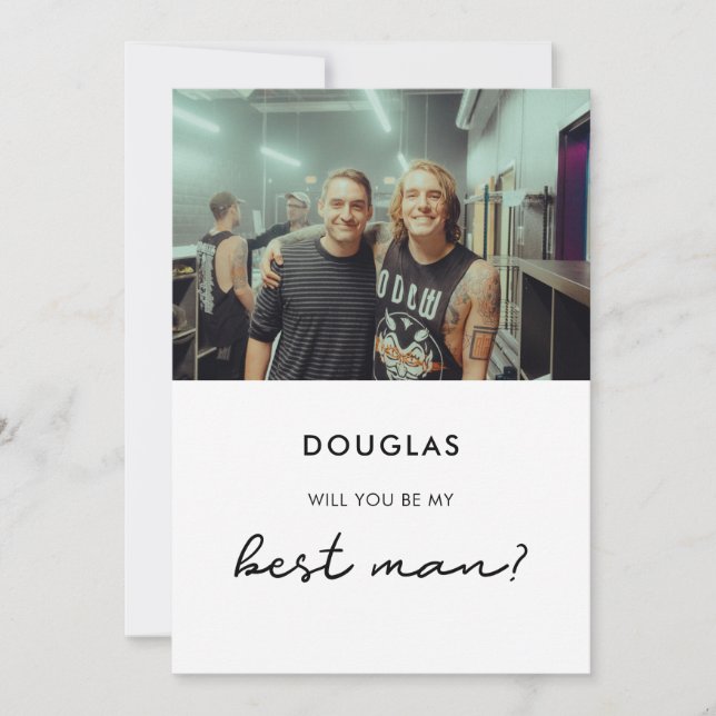 Simple Will you be my best man photo card (Front)