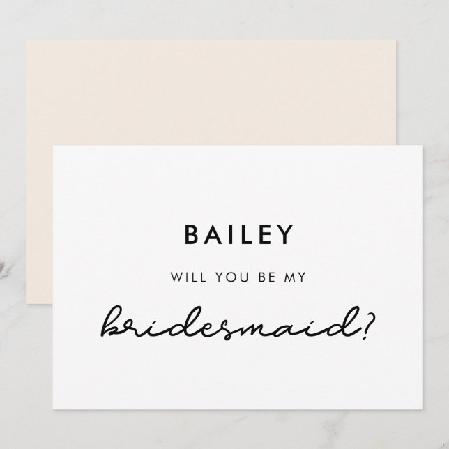 Simple Will you be my bridesmaid card (Front/Back)