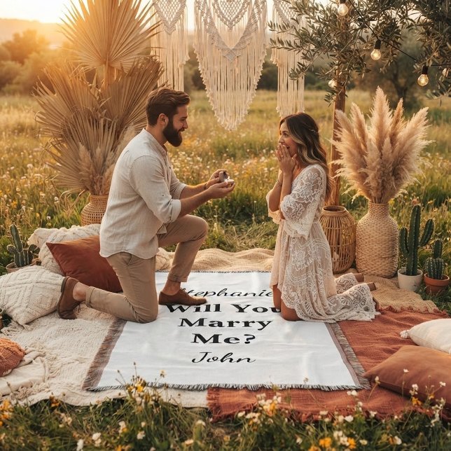 Simple Will You Marry Me Marriage Proposal Throw Blanket (Creator Uploaded)