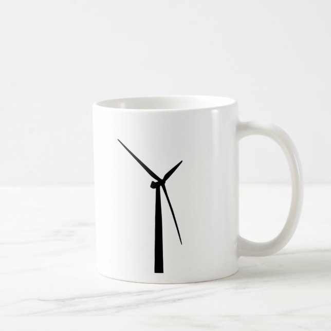 Simple wind turbine green energy silhouette coffee mug (Right)