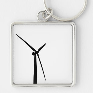 Simple wind turbine green energy silhouette key ring